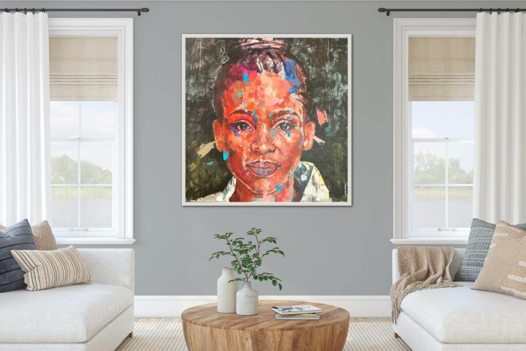Framed painting on a wall in a lounge