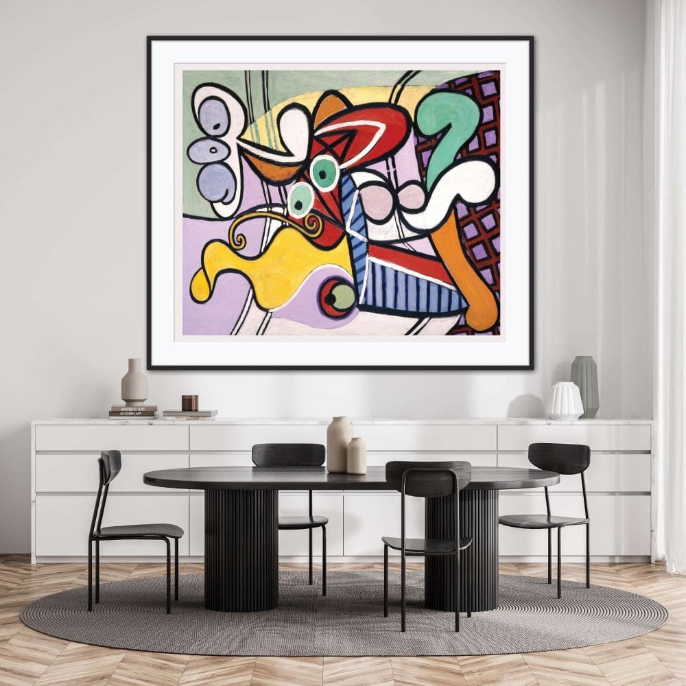 Framed picture on a dinning room wall